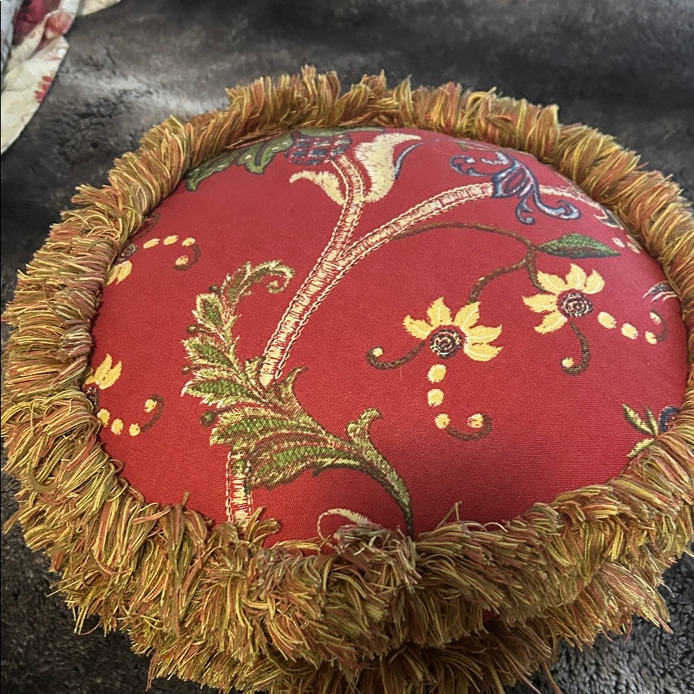 Floral Red and Gold Accent Pillow